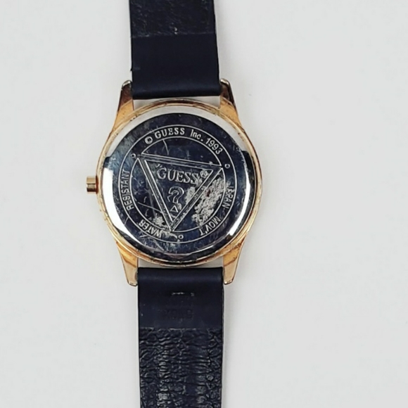 Vintage Guess Watch 1993. Gold Tone with  Leather Black and Gold guess band